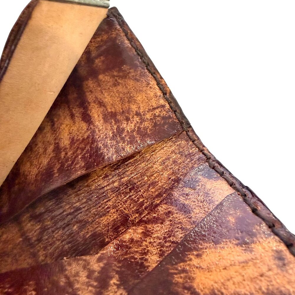 Hand Tooled Leather Wallet Brown Crafted 4"x3" Unique Gift - Picture 7 of 7